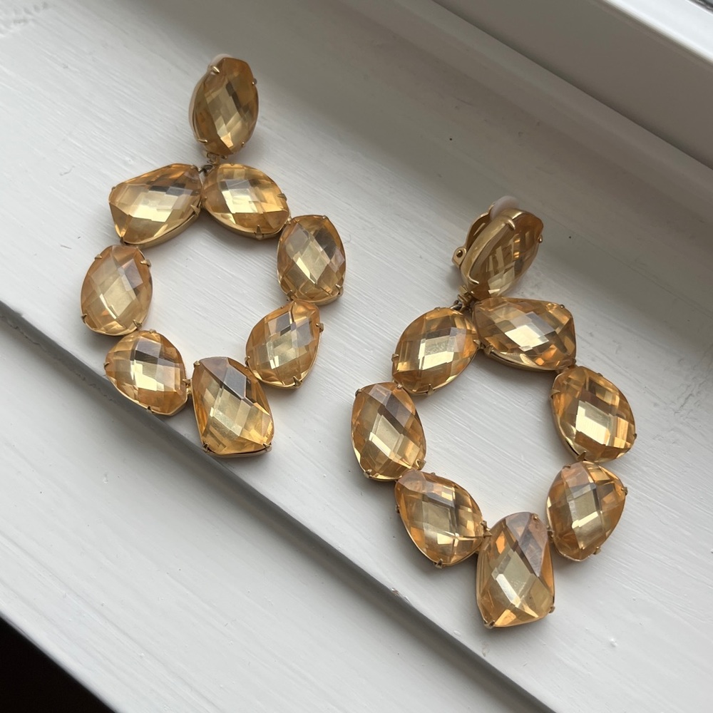 Tory Burch Earrings peach pink rhinestone earrings clip on